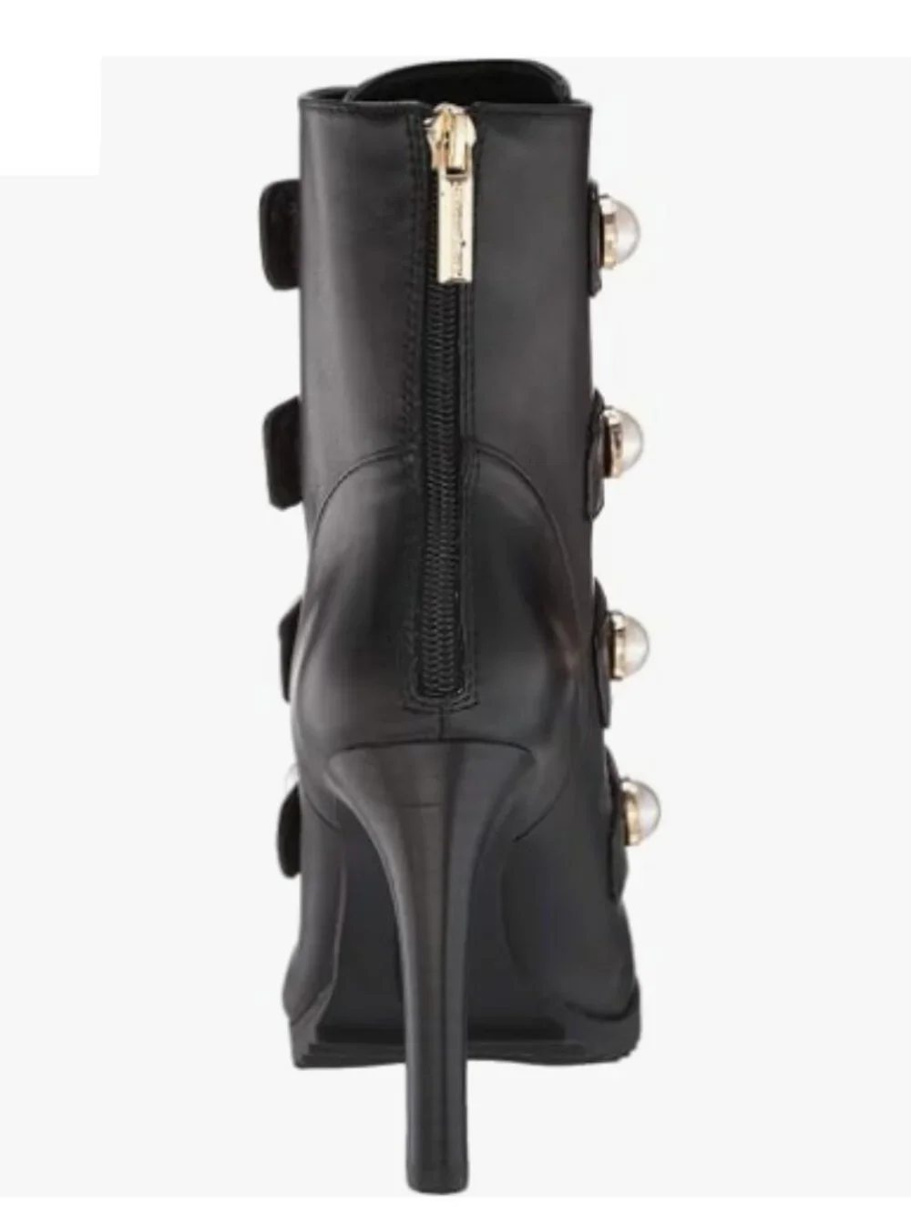 NWT- KARL LAGERFELD Leather Brayden Peep Toe Bootie with Pearls